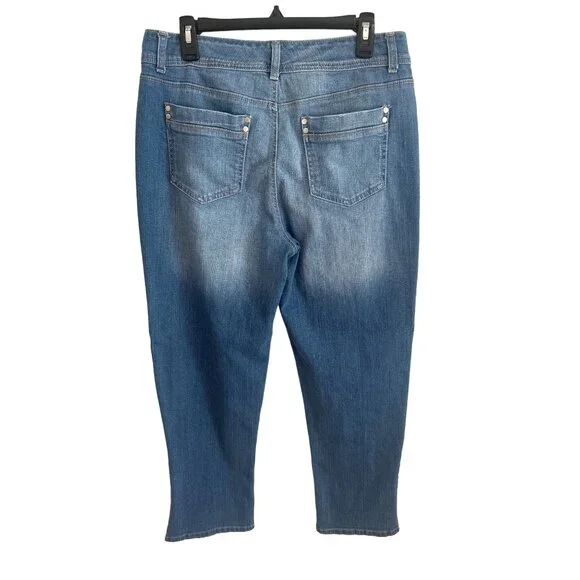 Style & Co Blue Lightly Distressed Denim Capris, Size 14 - Picture 2 of 7